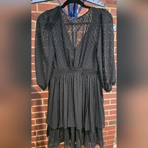 Anthropologie Meadow Rue Minetta Sheer Tiered Mini Dress 4 P Petite